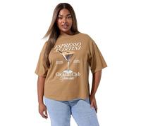 Yours Limited Collection Curve Mocha 'Espresso Martini' Slogan T-Shirt - Women's - Plus Size Curve