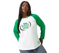 Yours Limited Collection Curve 'Monaco' Slogan Ringer T-Shirt - Women's - Plus Size Curve Green