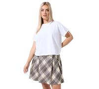 Yours Limited Collection Curve Natural Check Pleated Skirt - Women's - Plus Size Curve