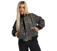 Yours Limited Collection Curve Natural Leopard Brushed Bomber Jacket - Women's - Plus Size Curve Brown