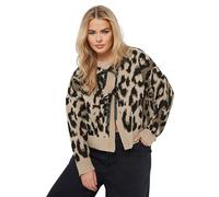 Yours Limited Collection Curve Natural Leopard Print Bow Cardigan - Women's - Plus Size Curve Brown
