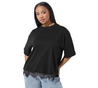 Yours Limited Collection Curve Oversized Lace Hem T-Shirt - Women's - Plus Size Curve