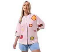 Yours Limited Collection Curve Pink Fruit Knitted Shirt - Women's - Plus Size Curve