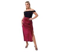 Yours Limited Collection Curve Red Velvet Ruched Midi Skirt - Women's - Plus Size Curve