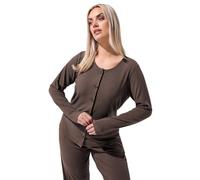 Yours Limited Collection Curve Ribbed Button Through Top - Women's - Plus Size Curve Brown