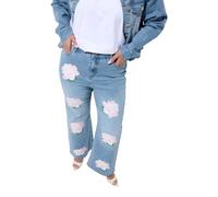 Yours Women's Rose Printed Wide Leg Jeans in Blue | Size: 26-28 Yours Blue 26-28
