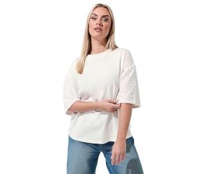 Yours Limited Collection Curve Sequin Sleeve T-Shirt - Women's - Plus Size Curve White