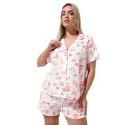 Yours Limited Collection Curve Set Mixed Shirt & Short Pyjama - Women's - Plus Size Curve White