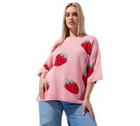 Yours Limited Collection Curve Strawberry Knitted Boxy T-Shirt - Women's - Plus Size Curve