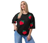 Yours Limited Collection Curve Strawberry Knitted Boxy Top - Women's - Plus Size Curve