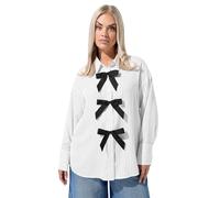 Yours Limited Collection Curve Stripe Bow Front Shirt - Women's - Plus Size Curve White