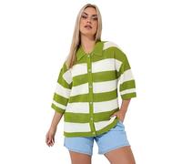 Yours Limited Collection Curve Stripe Boxy Knitted Shirt - Women's - Plus Size Curve Green