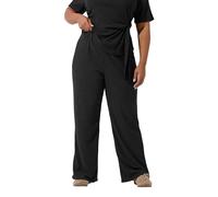 Yours Limited Collection Curve Textured Wide Leg Trousers - Women's - Plus Size Curve Black