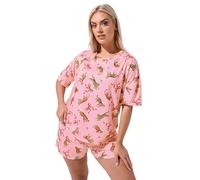 Yours Limited Collection Curve Tiger Bow Christmas Novelty Pyjama Set - Women's - Plus Size Curve Pink