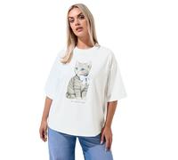 Yours Limited Collection Curve 'Too Cute to Care' Cat Graphic T-Shirt - Women's - Plus Size Curve White