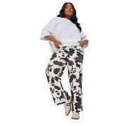 Yours Limited Collection Curve & White Cow Print Wide Leg Jeans - Women's - Plus Size Curve