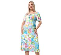 Yours Limited Collection Curve White Mixed Postcard Tea Dress - Women's - Plus Size Curve
