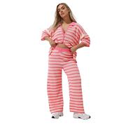 Yours Limited Collection Curve & White Stripe Crochet Wide Leg Trousers - Women's - Plus Size Curve