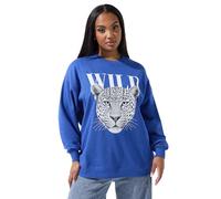 Yours Limited Collection Curve 'Wild' Leopard Graphic Sweatshirt - Women's - Plus Size Curve Blue
