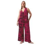 Limited Collection - Limited Colleciton Curve Berry Summer Print Wide Leg Trousers - Women's - Plus Size Curve Red