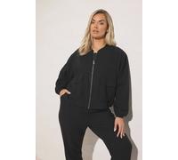 Yours Linen Bomber Jacket In Black Black 20