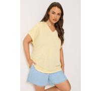 Yours Curve Yellow Linen Look T-Shirt - Women's - Plus Size Curve