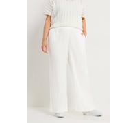 Yours Linen Pull On Wide Leg Trousers In White White