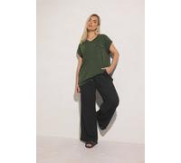 Yours Curve Cropped Linen Trousers - Women's - Plus Size Curve Black