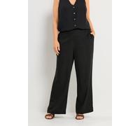 Yours Curve Linen Wide Leg Trousers - Women's - Plus Size Curve Black