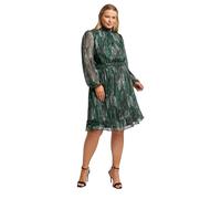 Yours London Curve Abstract Print Metallic Collared Dress - Women's - Plus Size Curve Green