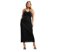 Yours London Curve Animal Velour Maxi Slip Dress - Women's - Plus Size Curve Black