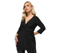 Yours London Curve Black Knot Detail Front Top - Women's - Plus Size Curve