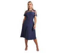 Yours London Curve Blue Embroidered Midi Dress - Women's - Plus Size Curve