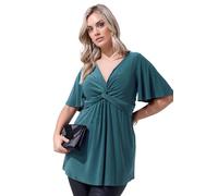 Yours London Curve Blue Knot Detail Front Top - Women's - Plus Size Curve