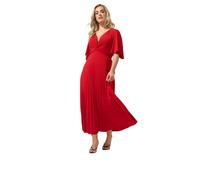 Yours Women's Knot Pleated Maxi Dress in Red | Size: 26/28