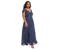 Yours London Curve Blue Metallic Maxi Dress - Women's - Plus Size Curve