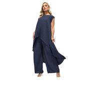 Yours London Curve Blue Pleated Trousers - Women's - Plus Size Curve