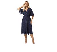 Yours Women's Sequin Finish Wrap Dress in Dark Navy | Size: 24