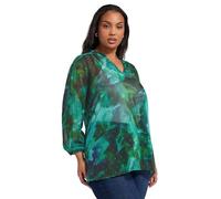 Yours London Curve Blur Abstract Print Overhead Blouse - Women's - Plus Size Curve Green