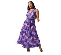Yours London Curve Blur Print Knotted Front Maxi Dress - Women's - Plus Size Curve Purple