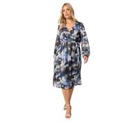 Yours London Curve Blurred Metallic Wrap Dress - Women's - Plus Size Curve Blue