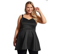 Yours London Curve Bow Back Peplum Top - Women's - Plus Size Curve Black