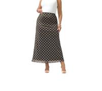 Yours London Curve Brown & Blue Polka Dot Maxi Skirt - Women's - Plus Size Curve