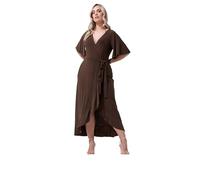 Yours London Curve Brown Ruffle Hem Dress - Women's - Plus Size Curve