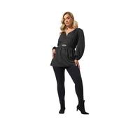 Yours Women's Buckle Detail Wrap Top in Black | Size: 26/28
