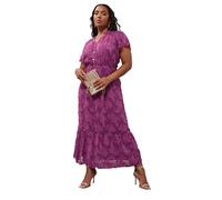 Yours London Curve Burn Out Jacquard Ruffle Dress - Women's - Plus Size Curve Purple