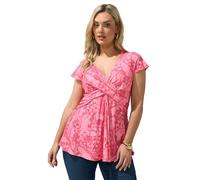 Yours London Curve Butterfly Print Wrap Front Top - Women's - Plus Size Curve Pink