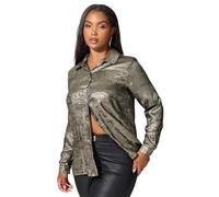 Yours London Curve Button Through Metallic Shirt - Women's - Plus Size Curve
