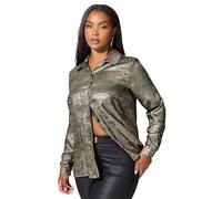 Yours London Curve Button Through Metallic Shirt - Women's - Plus Size Curve Gold