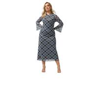 Yours London Curve Chocolate Brown & Blue Checked Mesh Dress - Women's - Plus Size Curve
